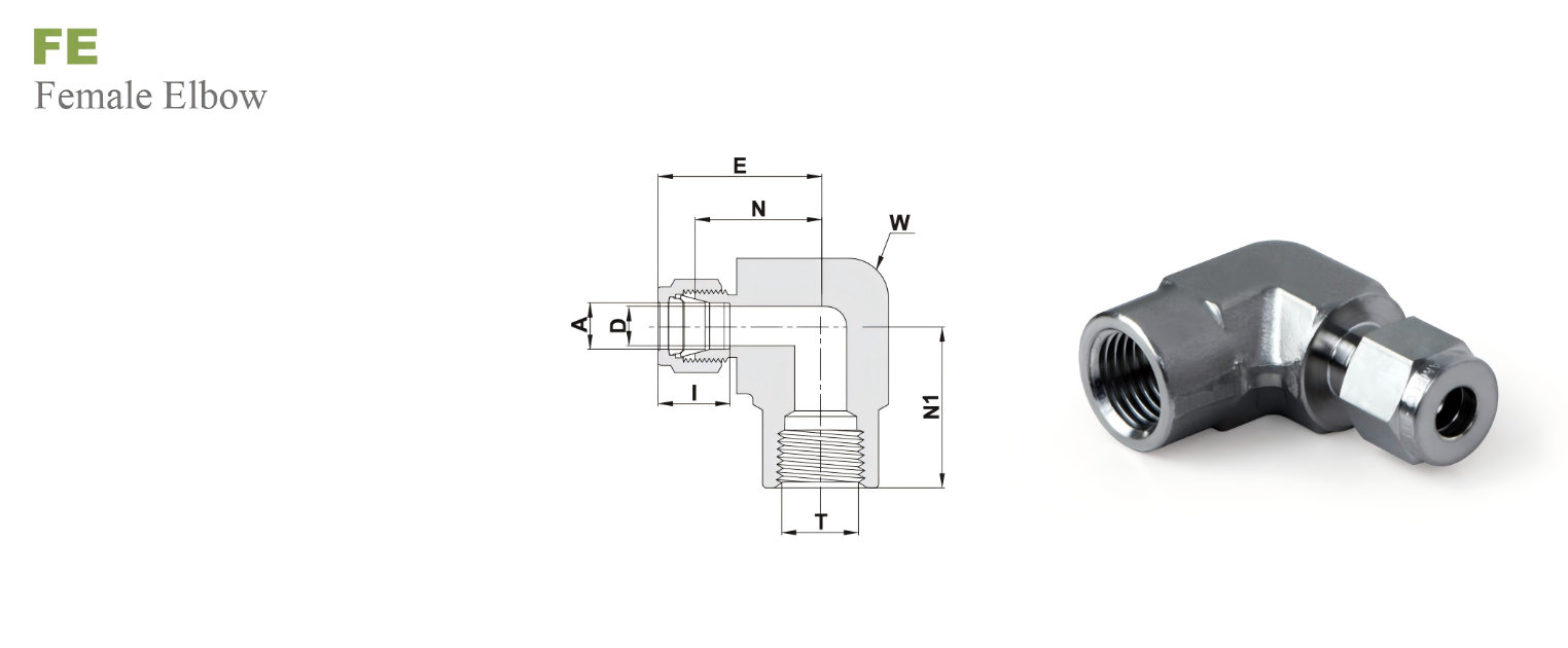 Переходник угловой FE: FNPT - OD дюйм / Type FE FNPT - Tube fitting inch